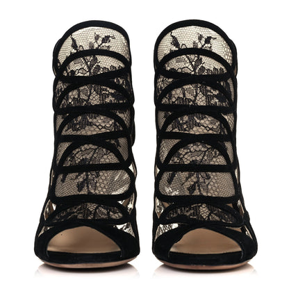Jimmy Choo Suede Lace Fauna Cage Sandal Pumps 38 Black 2 of 8