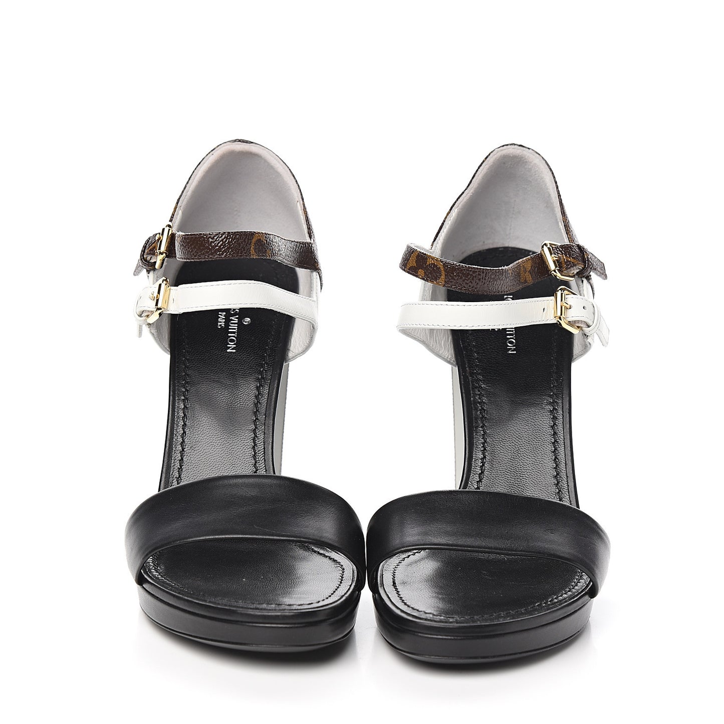Calfskin Monogram Matchmake Cross Sandals 37 Black