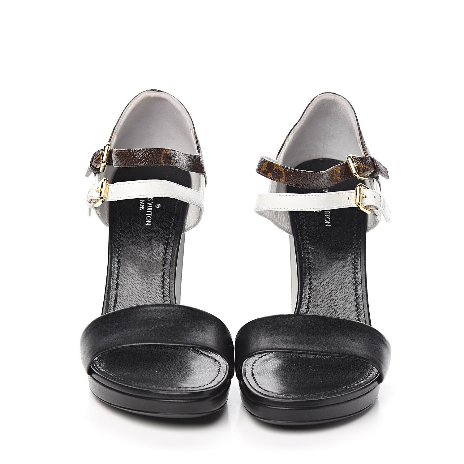 Louis Vuitton Calfskin Monogram Matchmake Cross Sandals 37 Black 2 of 8