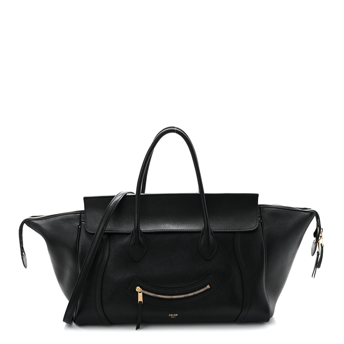 Supple Shiny Lambskin Medium Smiling New Luggage Black