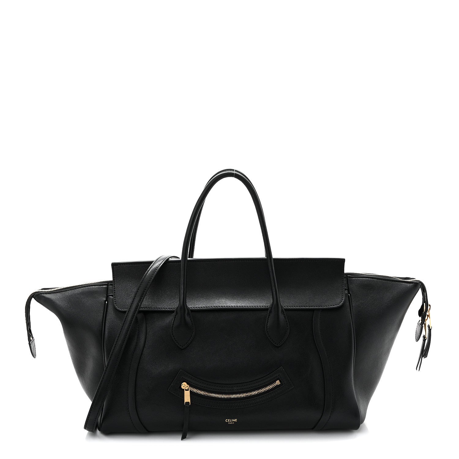 Celine Supple Shiny Lambskin Medium Smiling New Luggage Black 1 of 10