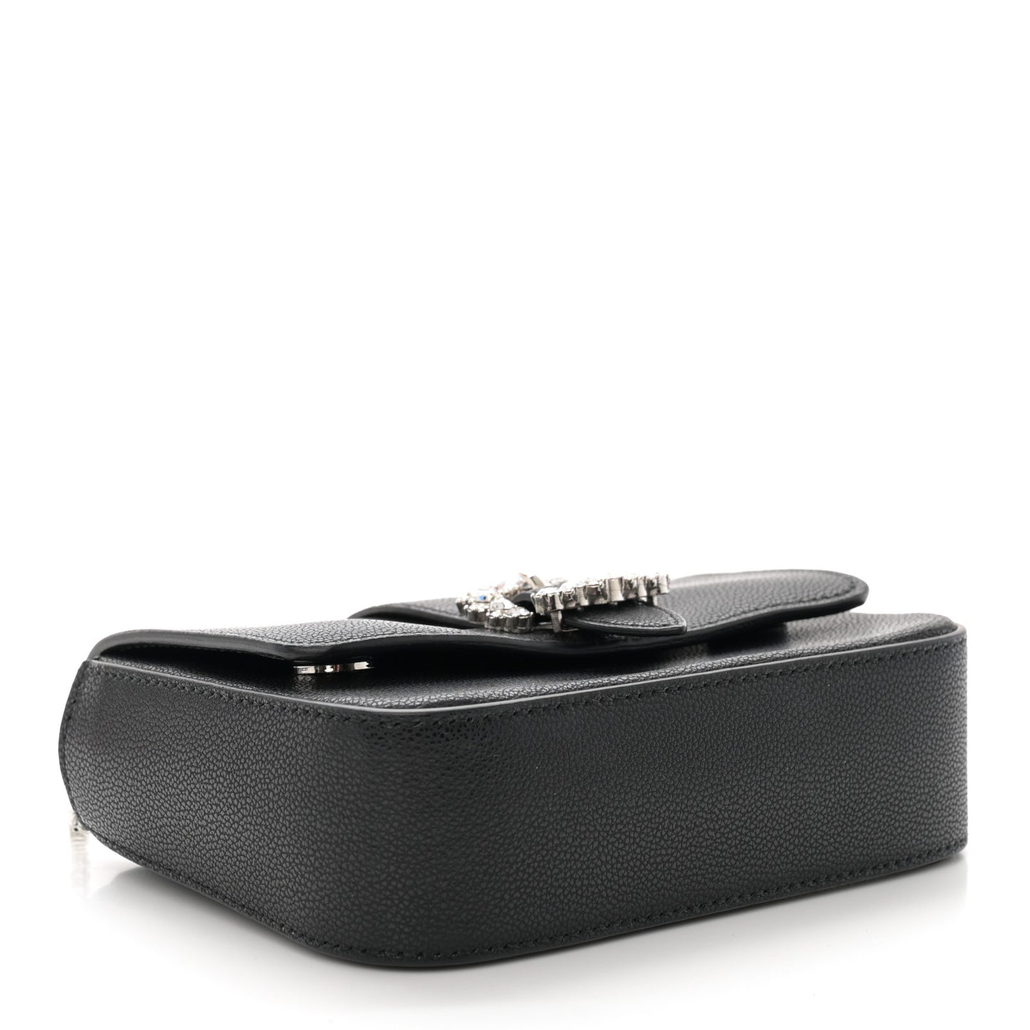 Calfskin Crystal Cheri Chain Crossbody Bag Black