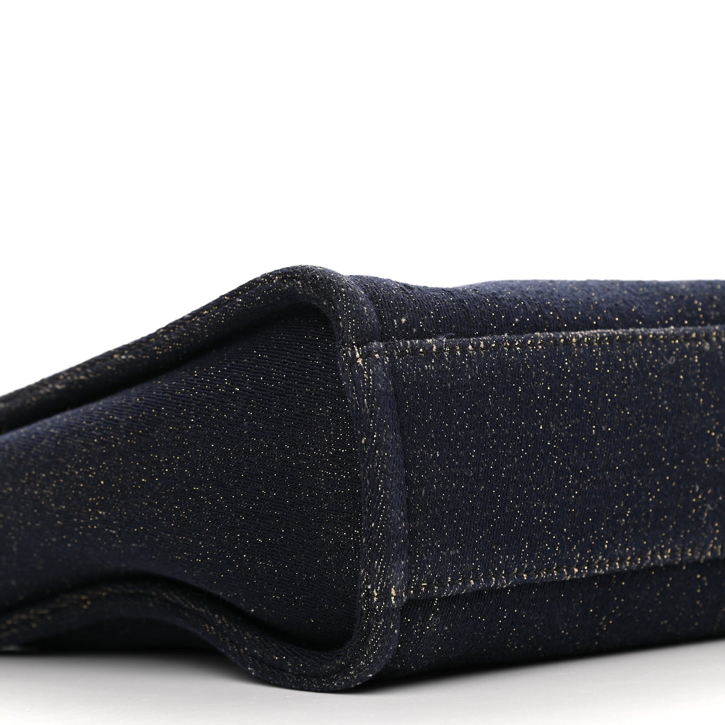 Lurex Canvas Mini Deauville Tote Navy Blue Gold