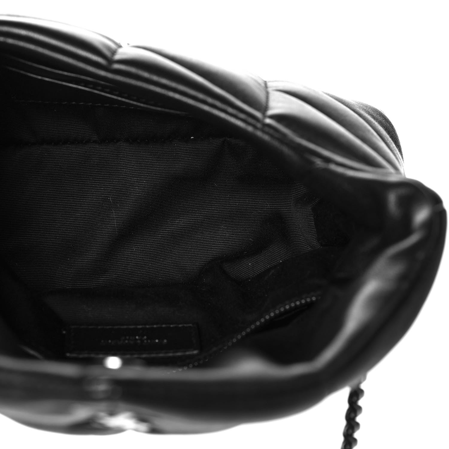 Saint Laurent Lambskin Quilted Toy Loulou Puffer Monogram Chain Satchel Black 5 of 13