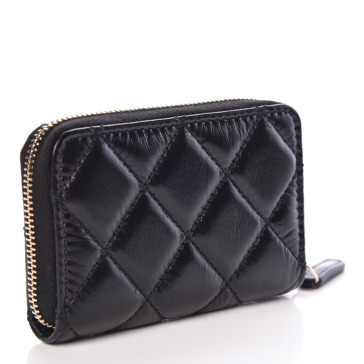 Chanel Shiny Lambskin Chevron Quilted Coin Purse So Black 3 of 8