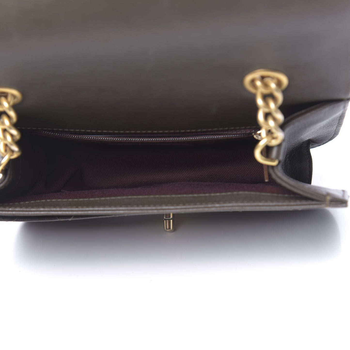 Sheepskin Stitched Chain Flap Bag Brown