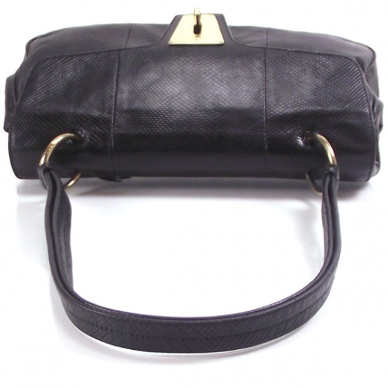 Python Flap Shoulder Bag Black