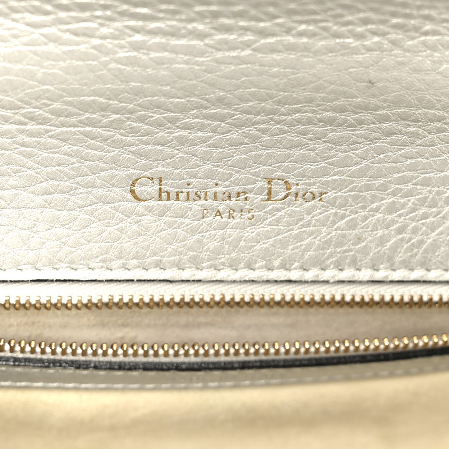 Metallic Grained Calfskin Medium Diorama Flap Bag Silver