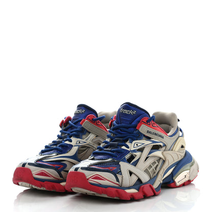 Balenciaga Rubber Mesh Bi-Color Womens Track.2 Open Sneakers 35 Beige Blue Red 3 of 17