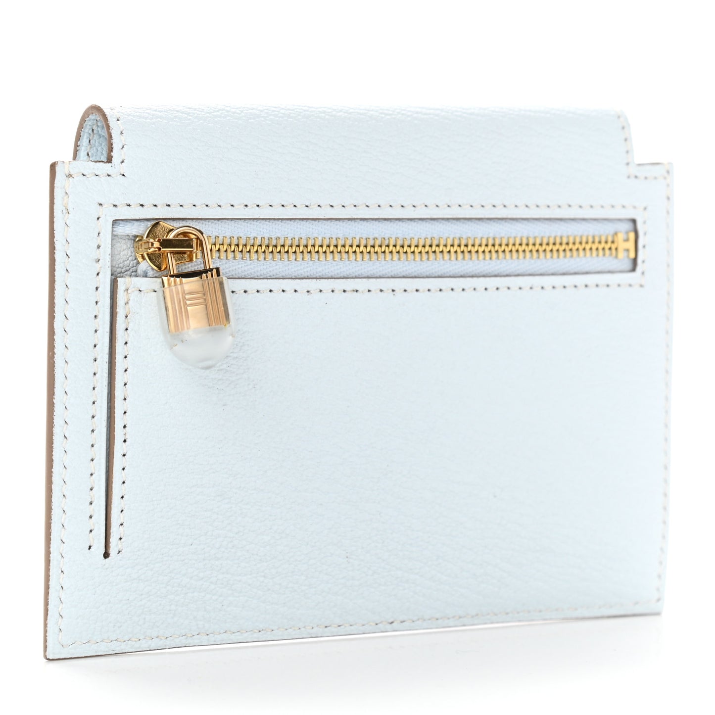 Chevre Mysore Kelly Pocket Compact Wallet Bleu Brume