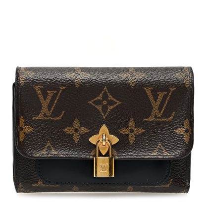 Louis Vuitton Monogram Flower Lock Compact Wallet Black 1 of 6