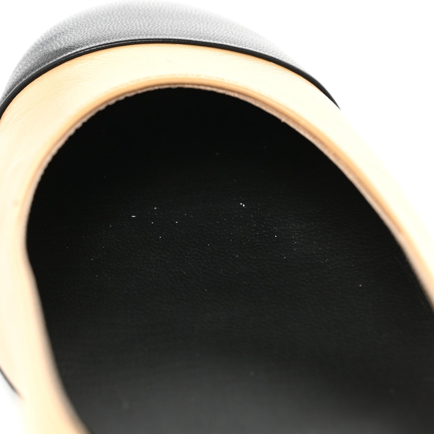 Lambskin Pearl Cap Toe CC Flats 36 Beige Black