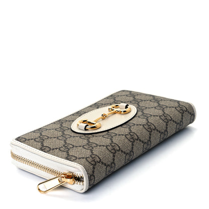 Gucci GG Supreme Monogram Azalea Calfskin Horsebit 1955 Zip Around Wallet Beige Ebony Mystic White 3 of 7