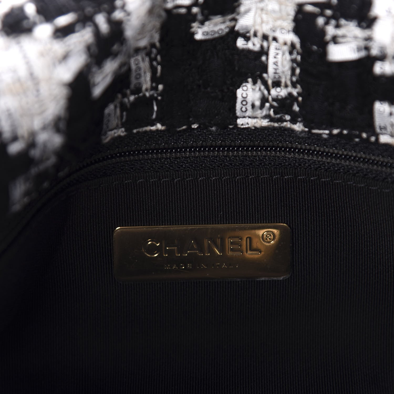 Chanel Tweed Quilted Large 19 Flap Black Ecru White 9 of 11