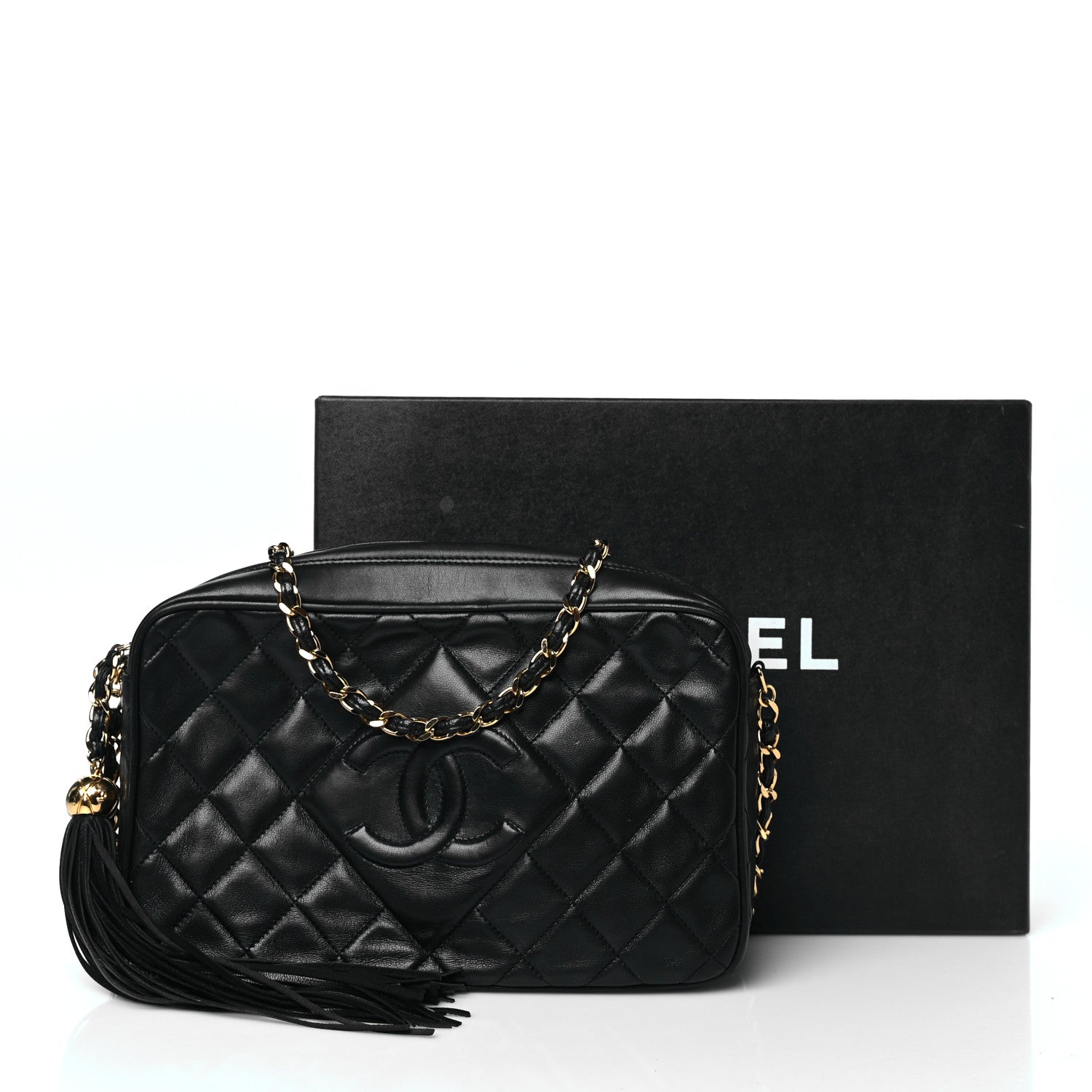 Chanel Lambskin Quilted Tassel Camera Case Black 10 of 10