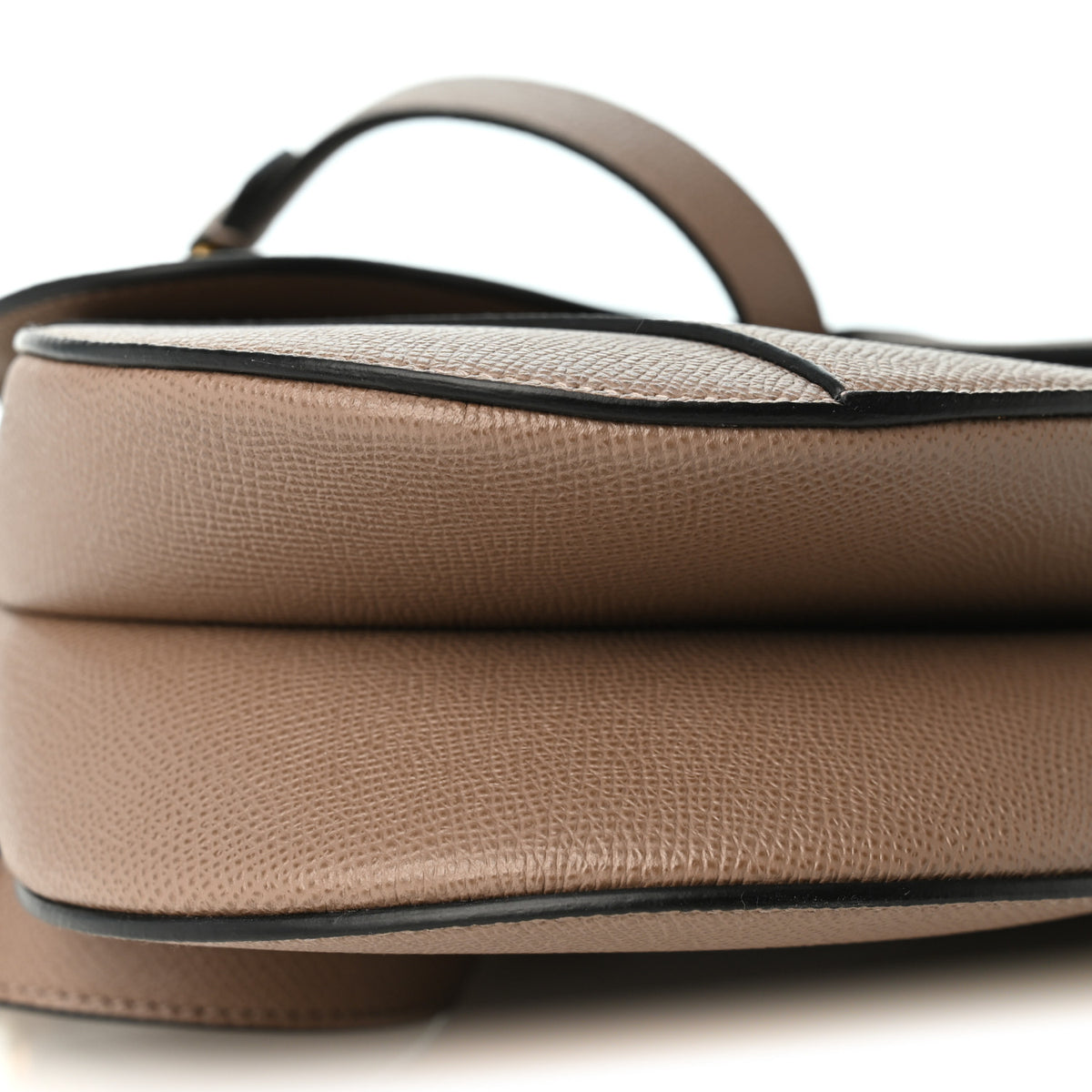Grained Calfskin Saddle Bag With Strap Warm Taupe