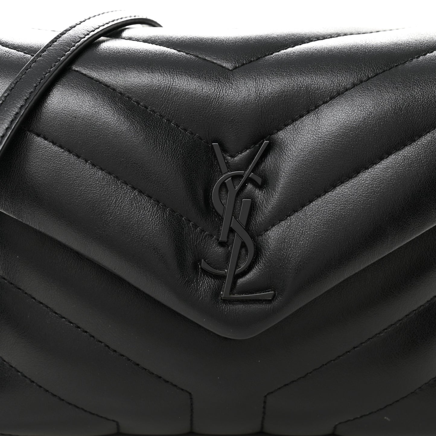 Calfskin Y Quilted Monogram Monochrome Toy Loulou Crossbody Bag Black