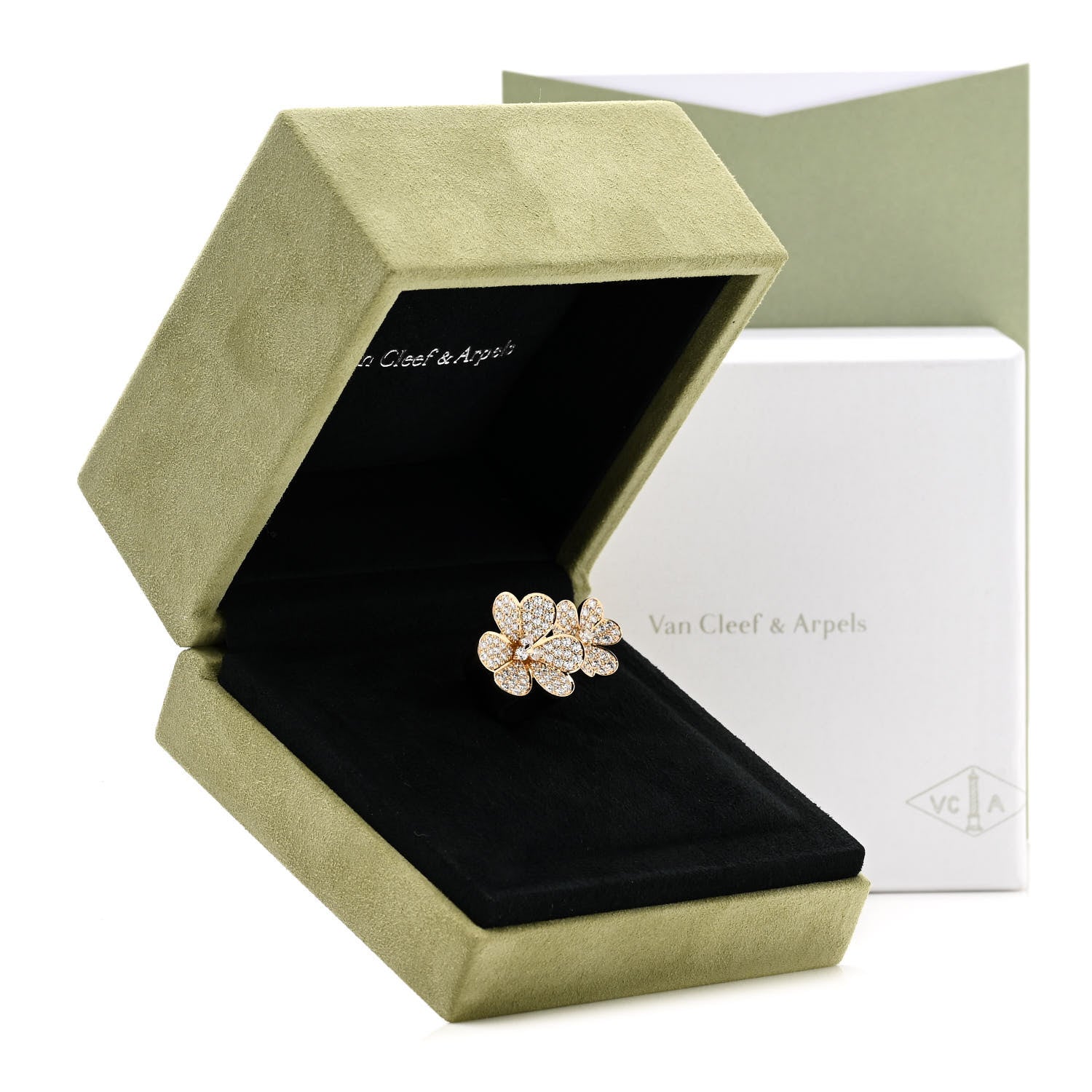 Van Cleef & Arpels 18K Yellow Gold Diamond Frivole Between The Finger Pave Ring 52 6 6 of 6