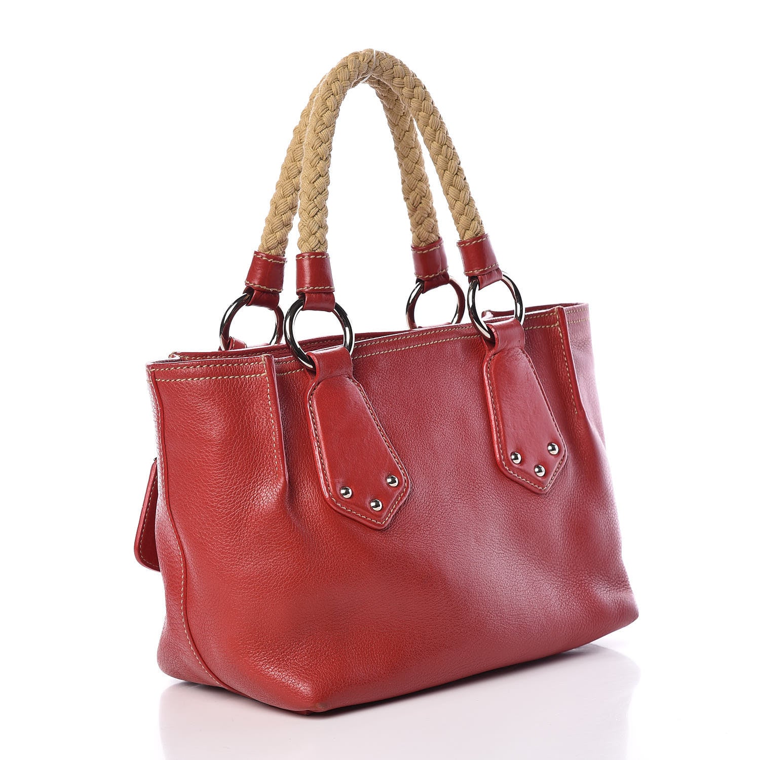 Prada Vitello Daino Rope Mini Tote Rosso 3 of 13