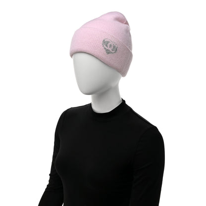 Chanel Cashmere Crystal CC Heart Beanie Hat Light Pink 2 of 6