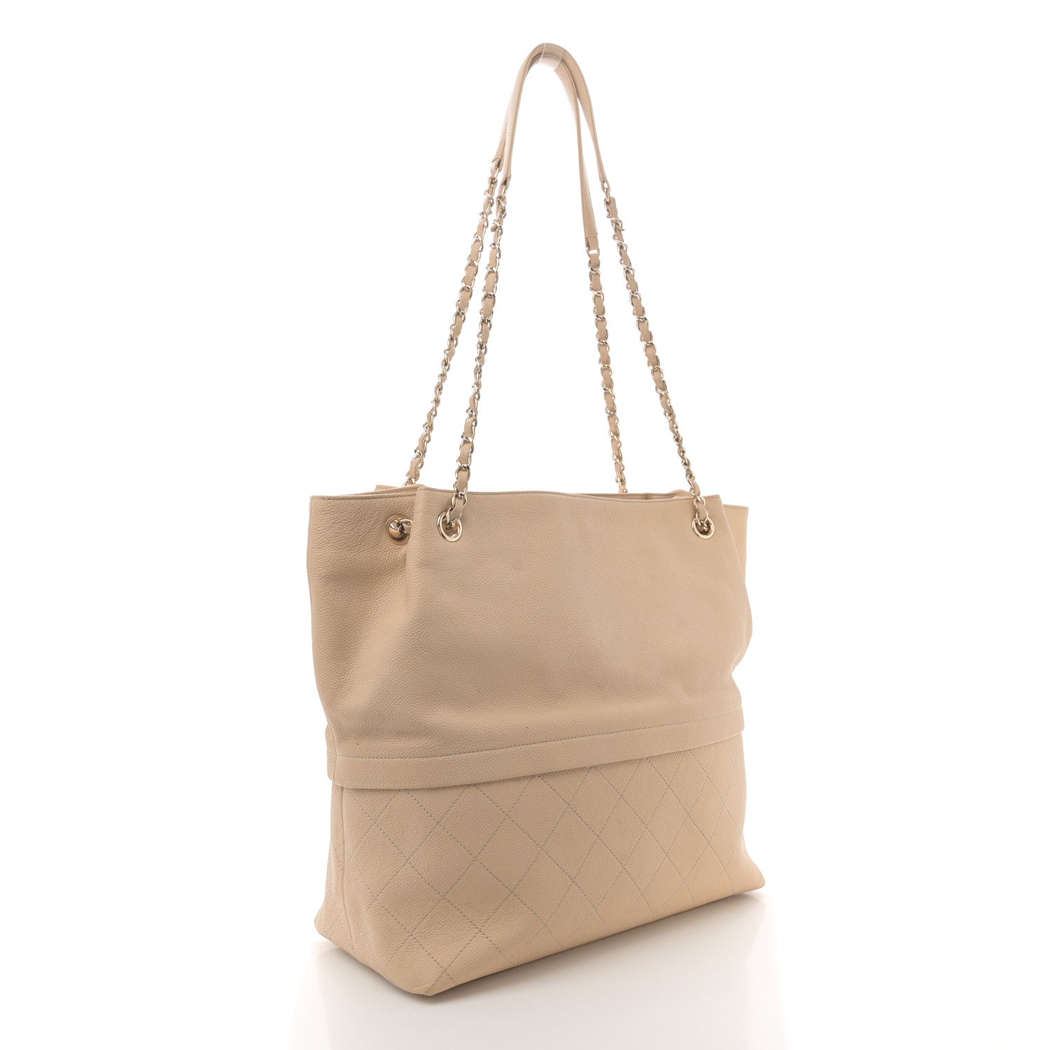 Chanel Caviar Stitched Shopping Tote Beige 3 of 12
