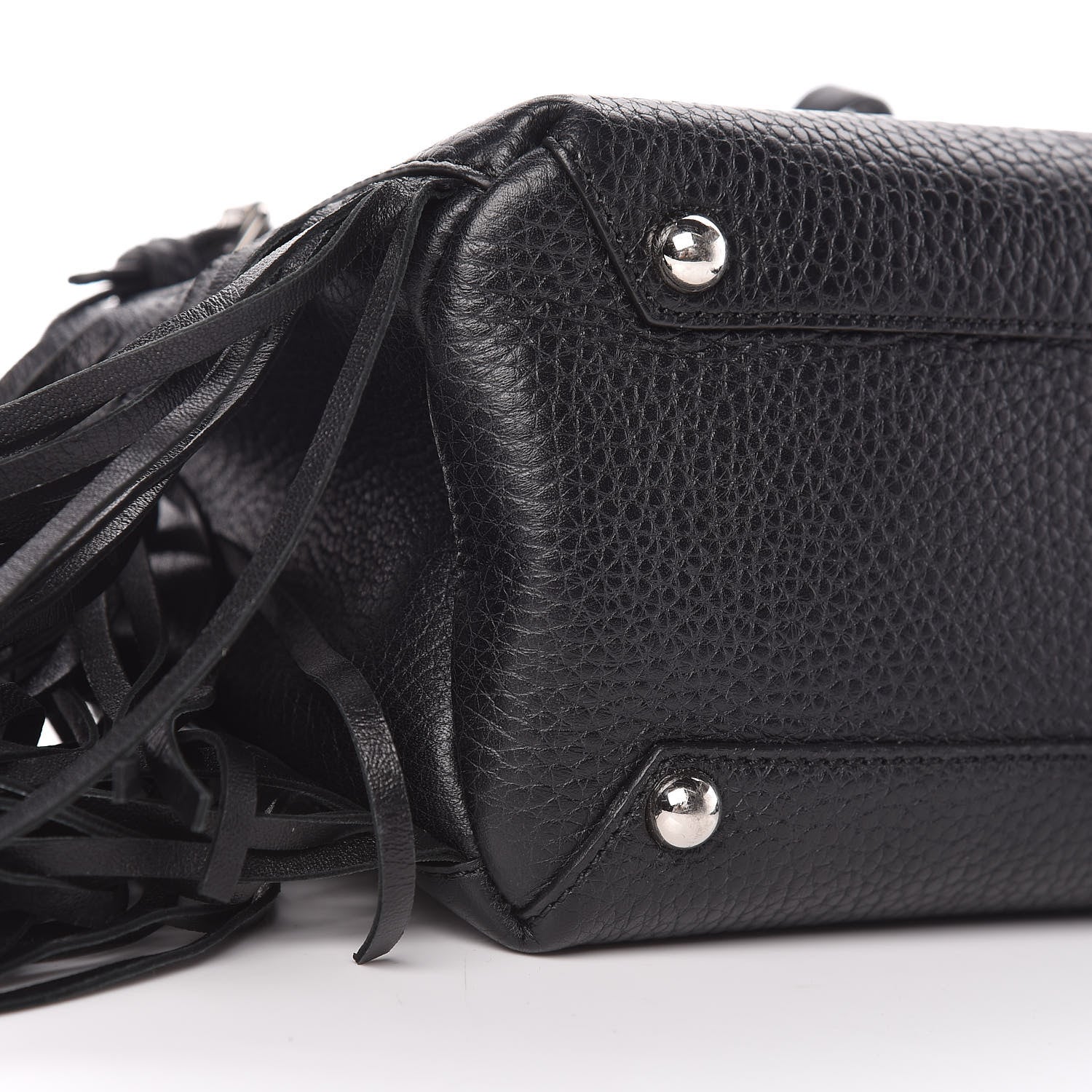 Burberry Grainy Calfskin Studded Fringe Baby Banner Tote Black 8 of 12