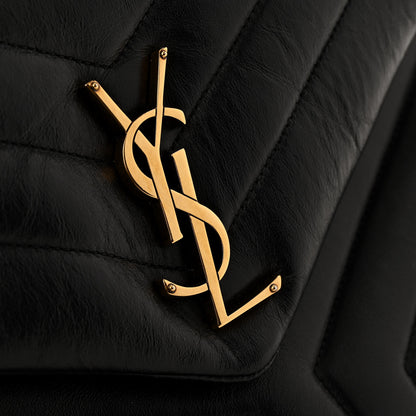Saint Laurent Calfskin Y Quilted Monogram Medium Loulou Chain Satchel Black 12 of 15