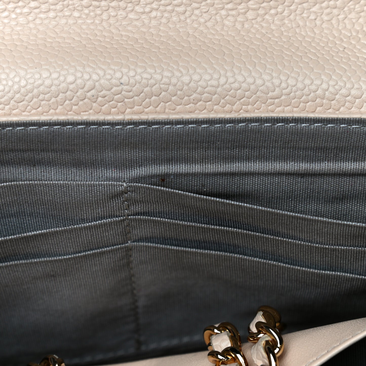 Caviar Half Moon Wallet On Chain WOC Beige