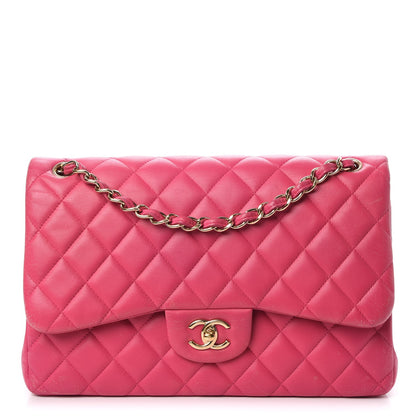 Chanel Lambskin Quilted Jumbo Double Flap Dark Pink 1 of 27