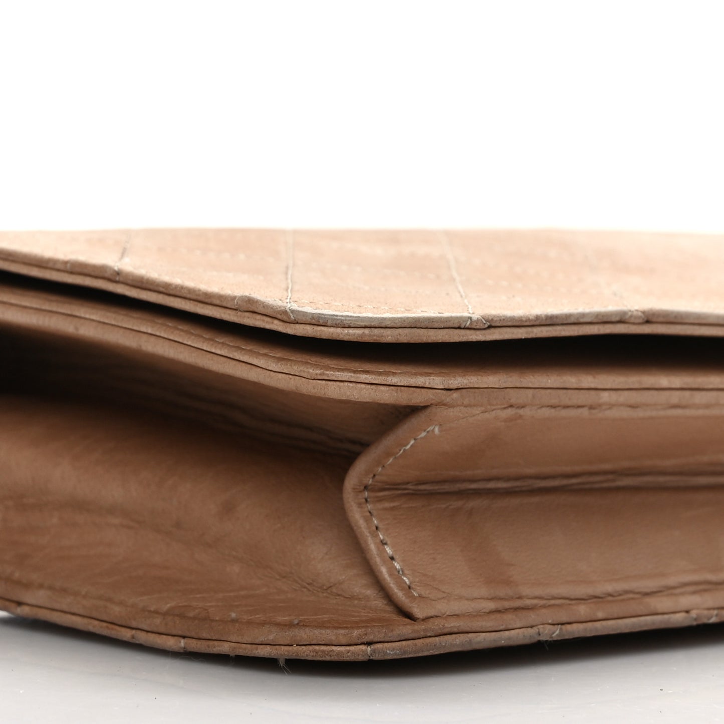 Lambskin Quilted Small Single Flap Beige