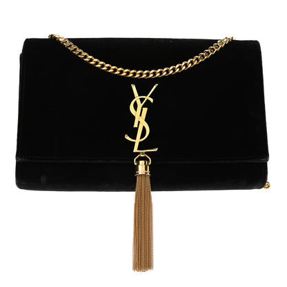 Saint Laurent Velvet Medium Monogram Kate Tassel Shoulder Bag Black 1 of 15