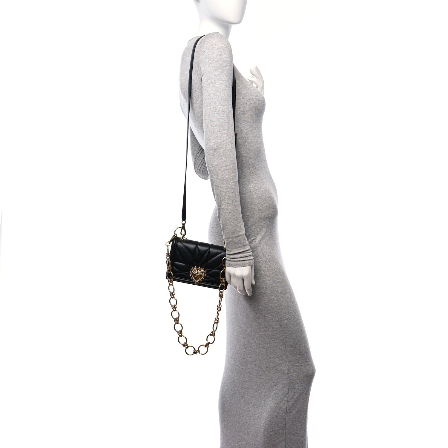 Dolce & Gabbana DOLCE GABBANA Lambskin Mini Devotion Crossbody Bag Black 2 of 9
