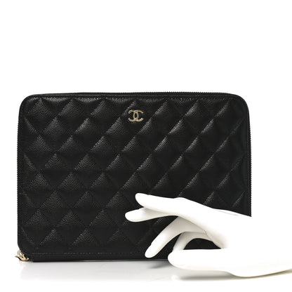 Chanel Caviar Quilted Large Zipped Clutch Black 2 of 8