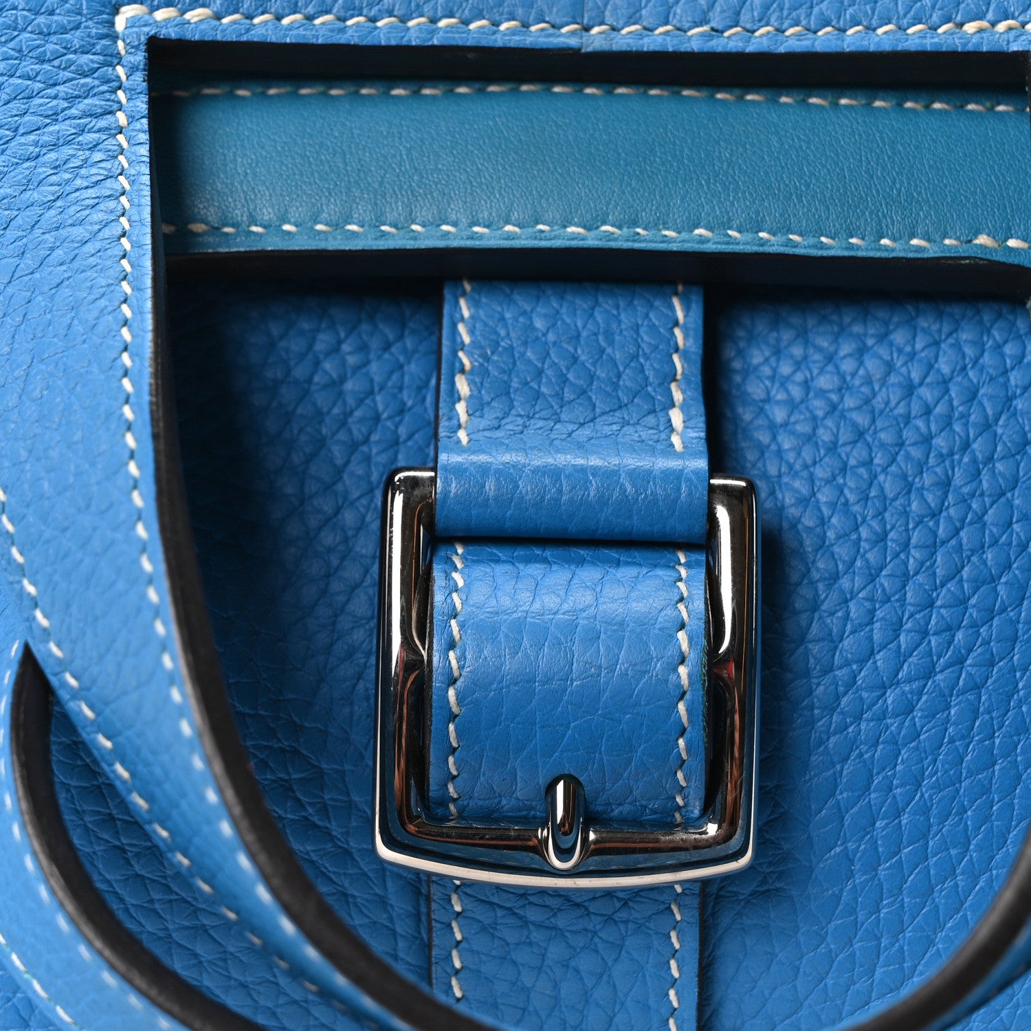 Hermes Taurillon Clemence Halzan 31 GM Bleu Zanzibar 8 of 10