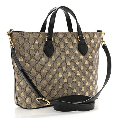 Gucci Soft GG Supreme Monogram Bees Small Crossbody Tote Beige Oro Black 2 of 9
