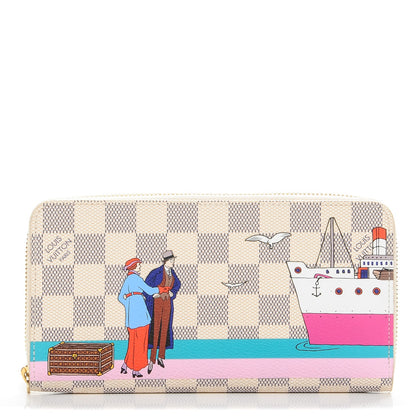 Louis Vuitton Damier Azur 2016 Christmas Animation Zippy Wallet Rose Ballerine 1 of 7