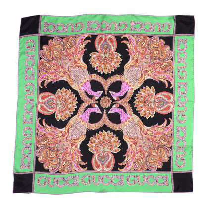 Gucci Silk Peacock Square Scarf Black 1 of 3