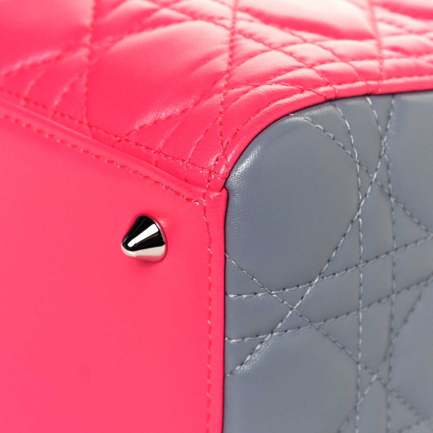 Christian Dior Lambskin Cannage Medium Tri-Color Lady Dior Fuchsia 11 of 13