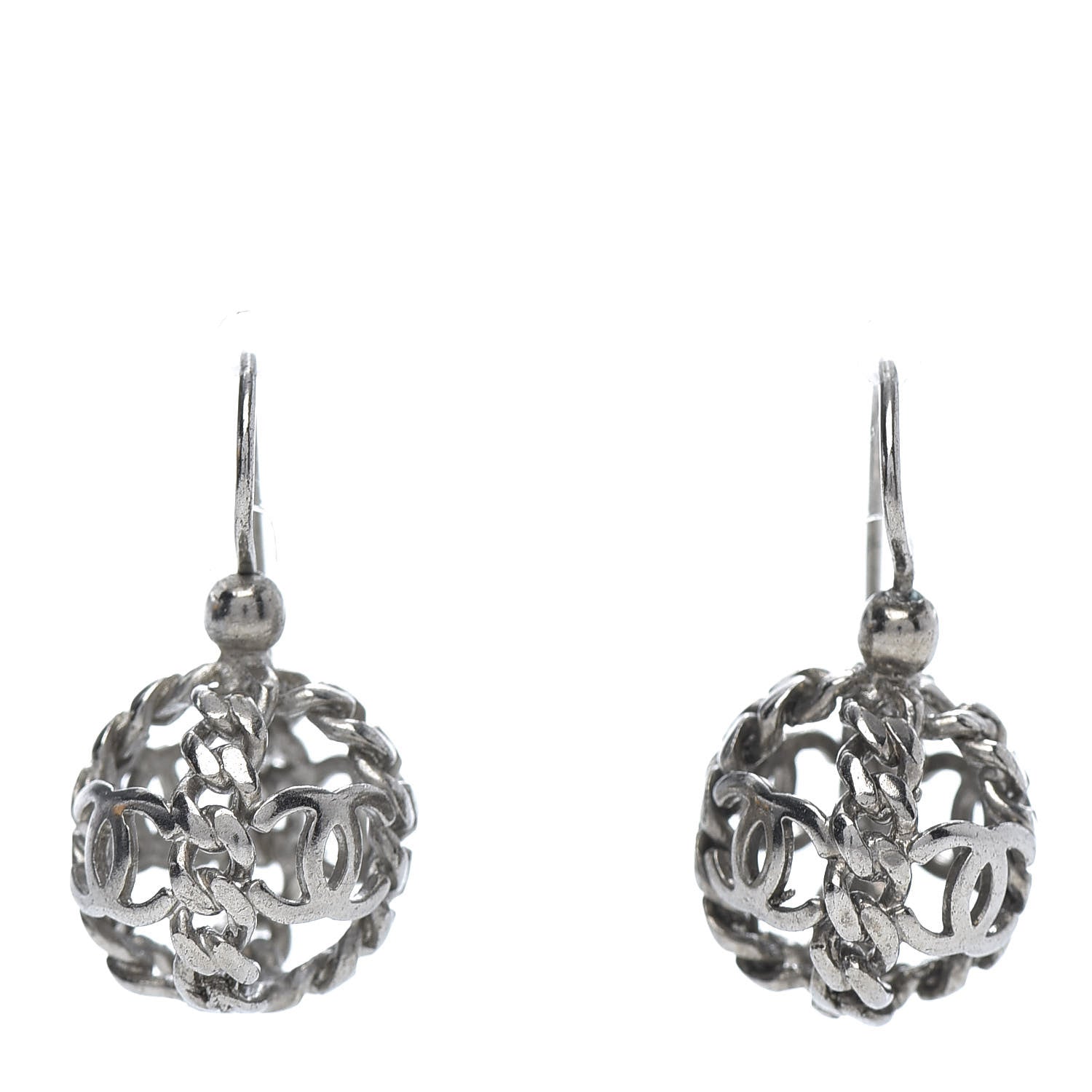 Chanel CC Round Earrings Silver 1 of 5
