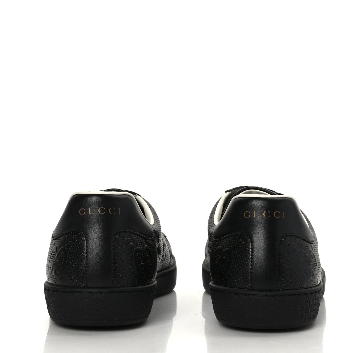 Gucci Calfskin GG Tennis Embossed Mens Ace Sneakers 10.5 Black 5 of 9