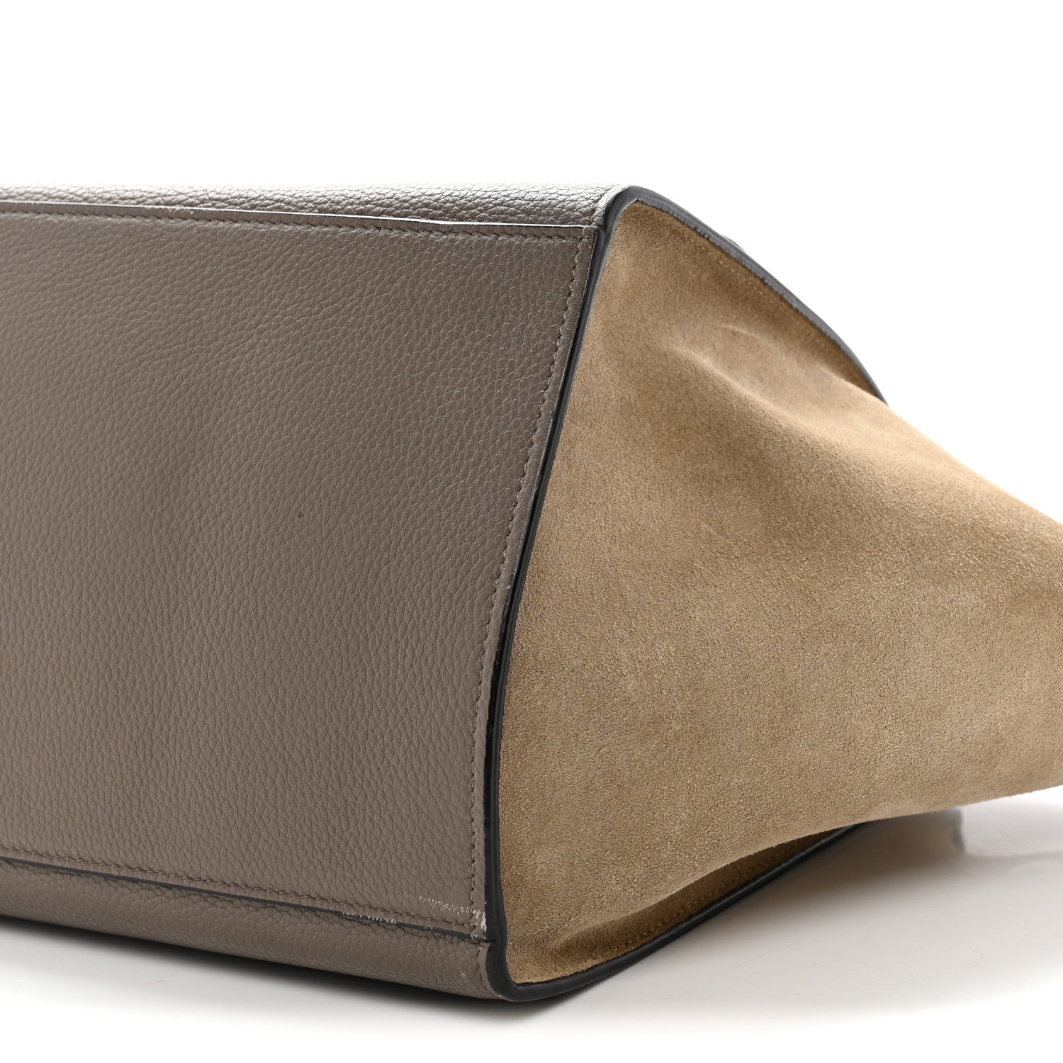 Celine Drummed Calfskin Suede Large Trapeze Souris 9 of 13