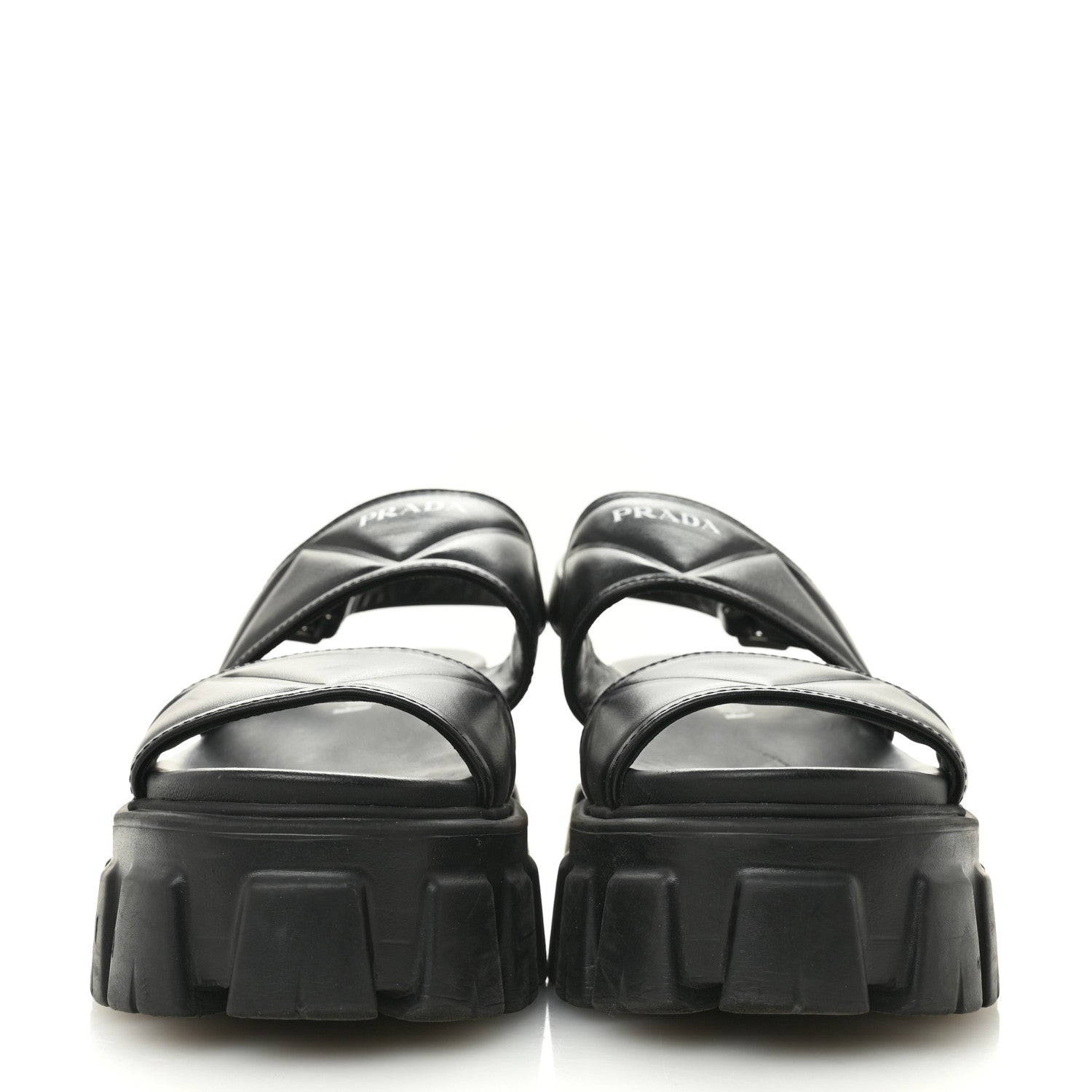 Prada Nappa Soft Logo Padded Monolith 55mm Sandals 37.5 Black 3 of 11