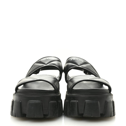 Prada Nappa Soft Logo Padded Monolith 55mm Sandals 37.5 Black 3 of 11