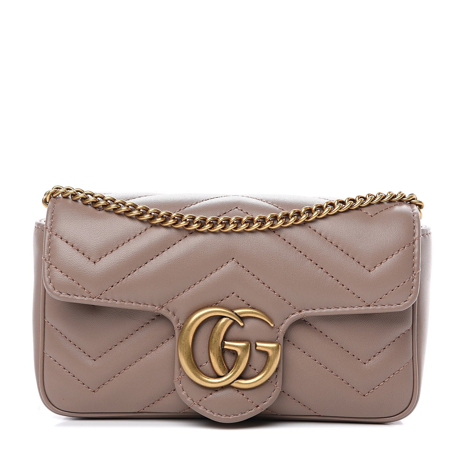 Calfskin Matelasse Super Mini GG Marmont Shoulder Bag Porcelain Rose