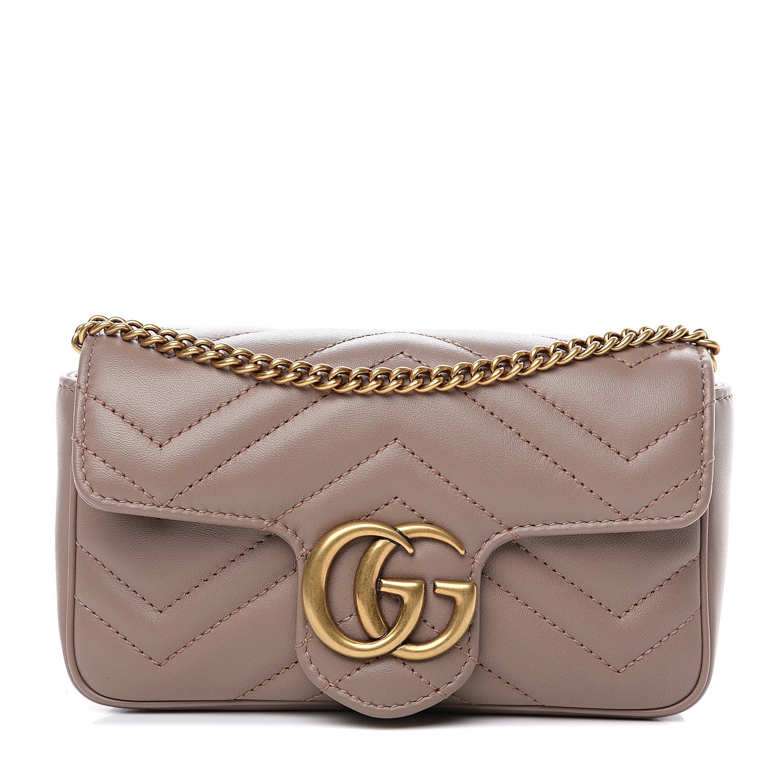Gucci Calfskin Matelasse Super Mini GG Marmont Shoulder Bag Porcelain Rose 1 of 12