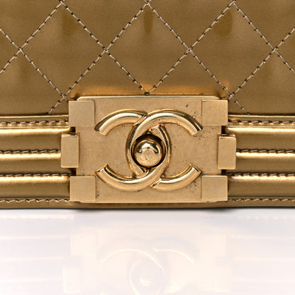 Chanel Metallic Patent Calfskin Quilted Medium Boy Flap Gold 12 of 19