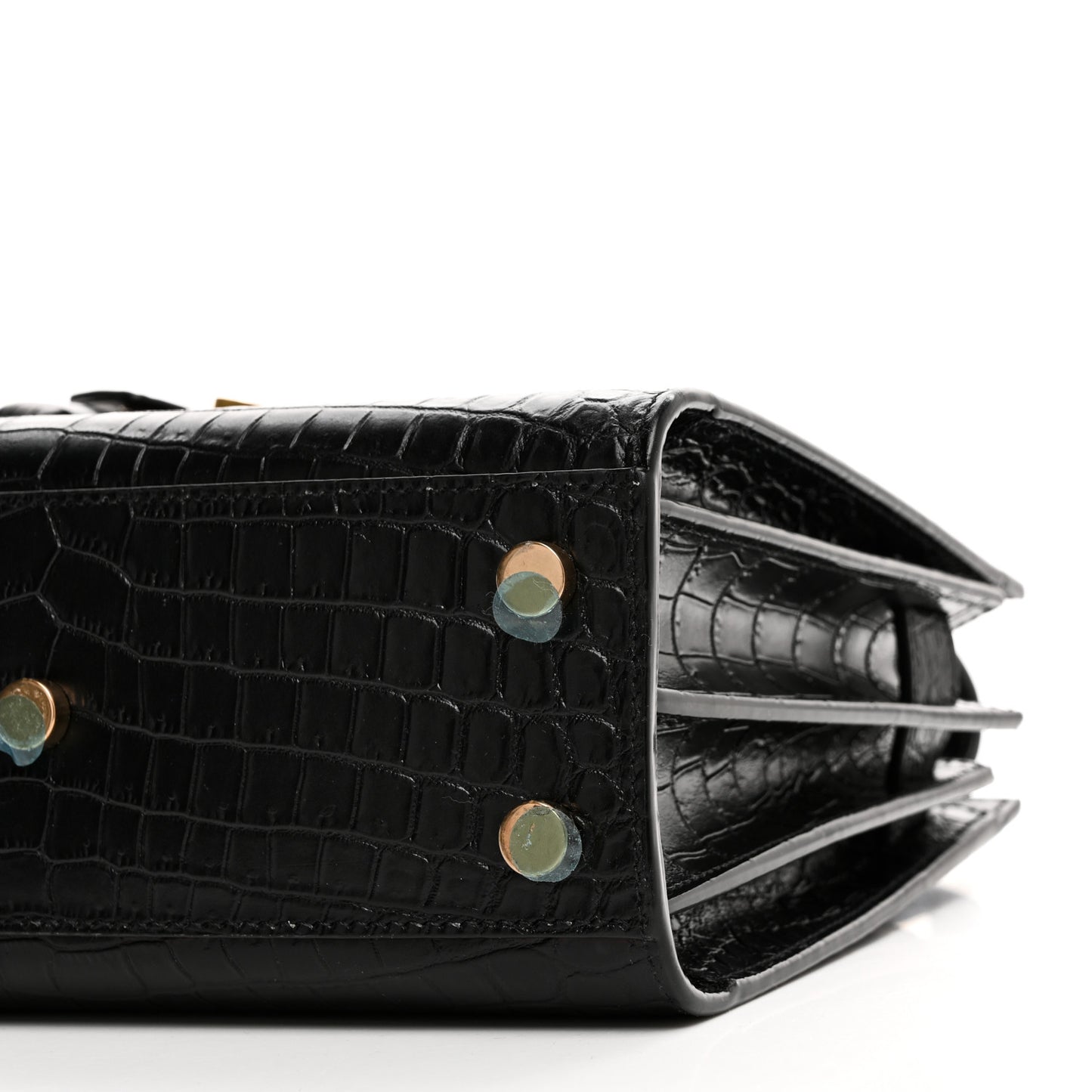 Calfskin Crocodile Embossed Nano Sac De Jour Black