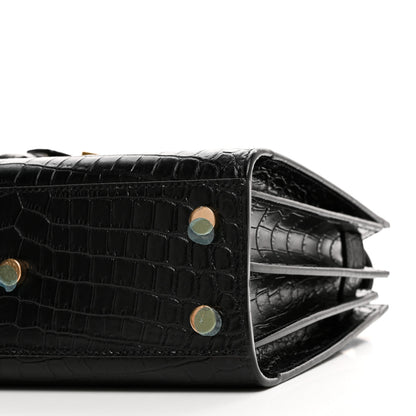 Saint Laurent Calfskin Crocodile Embossed Nano Sac De Jour Black 10 of 10