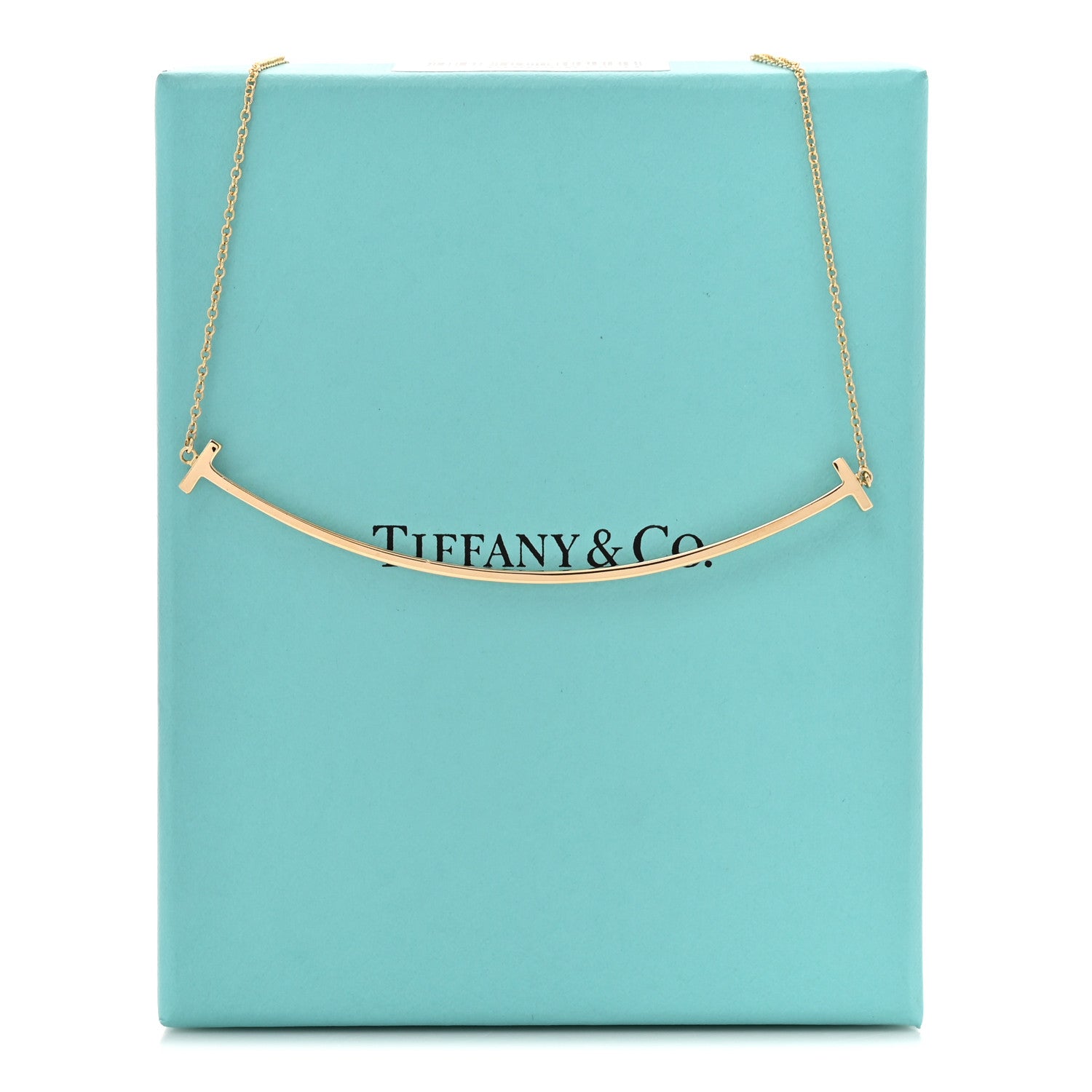 Tiffany 18K Yellow Gold Small T Smile Pendant Necklace 6 of 6