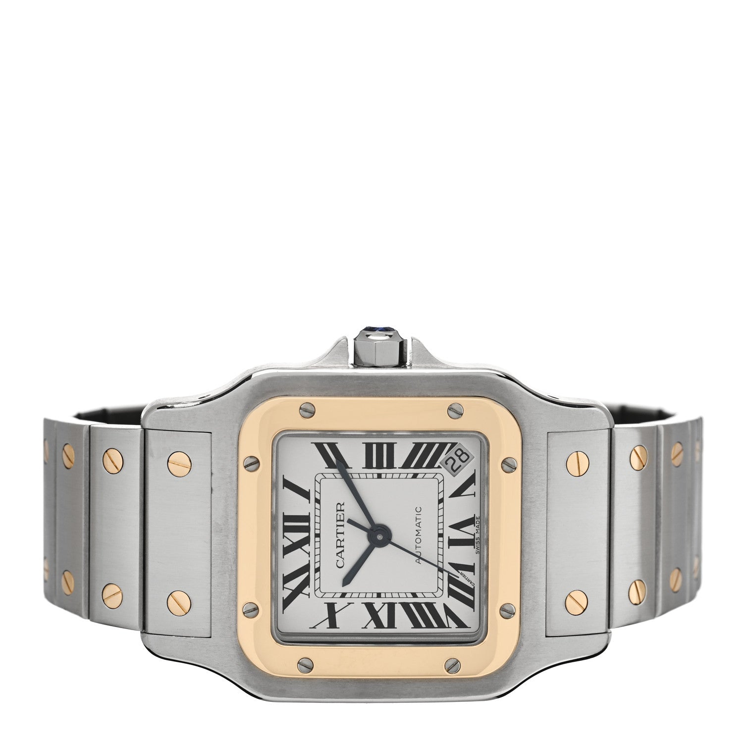 Cartier Stainless Steel 18K Yellow Gold 32mm Santos De Cartier Galbee Automatic Watch 2 of 4